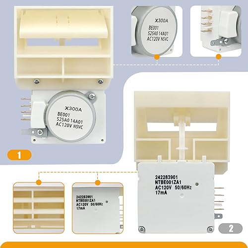 Miniatura 3 de 242303001 Conjunto de amortiguador de refrigerador, conjunto de control de amortiguador de aire compatible con Frigidaire compatible con Crosley