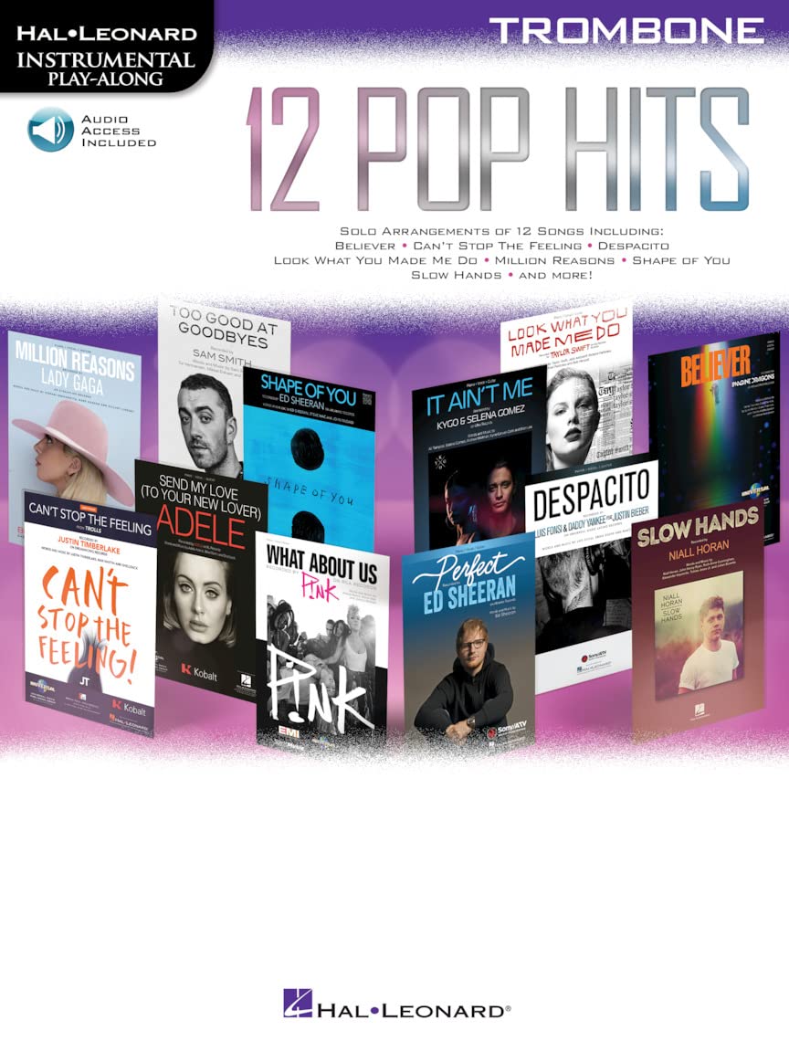 12 Pop Hits Trombone partition musique avec morceau audio téléchargeable