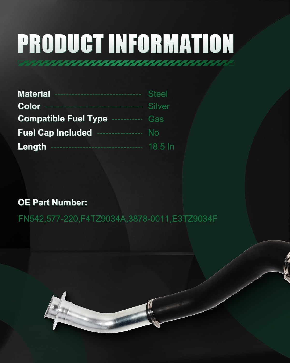 SCITOO FN542 F4TZ9034A Fuel Filler Neck Pipe Tube Fit 1987-1997 For Ford For F-150 1987-1997 For Ford For F-250 1997 For Ford For F-250 HD 1987-1997 For Ford For F-350 1997 For Ford Lobo