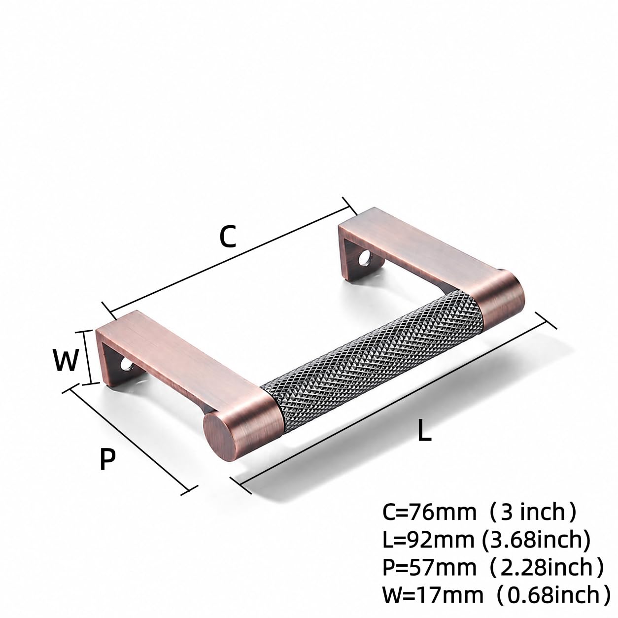 KHTUMEWARE-3065 Brushed Antique Copper Appliance Pulls CTC 3 in (76 mm) 10-Pack in Brushed Antique Copper — KHTUMEWARE