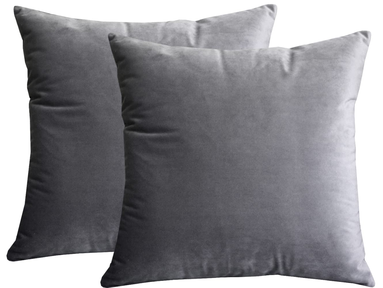 Lutanky Velvet Cushion covers (Pack of 2) Soft Throw Pillow Cases Decorative Square Cushion Cover for Sofa Home Decor 18" X 18" （45 x 45 cm）(light grey, 2 pieces) — image 1