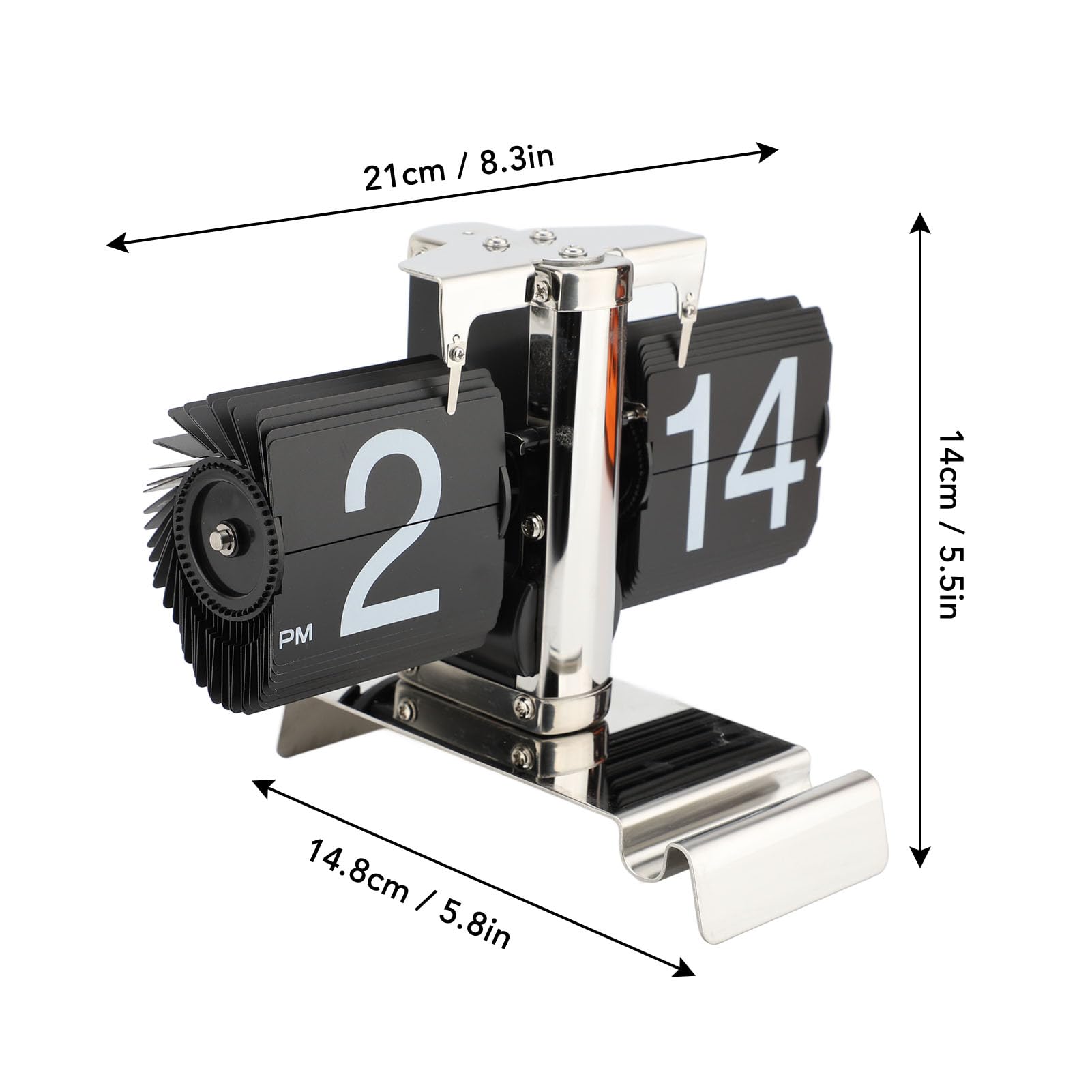 Orologio a Fogli Mobili, Orologio a Fogli Mobili retrò Alimentato a Batteria, a con Supporto per Telefono per Ufficio, Casa, Studio, Soggiorno (Stile in acciaio inossidabile)