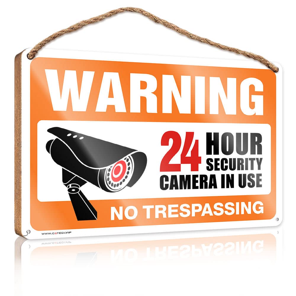 HELIOFORGE Wooden Plaques For Crafts Video Surveillance Signs, No Trespassing Violators Will Be Prosecuted Wooden Sign(23X35CM)