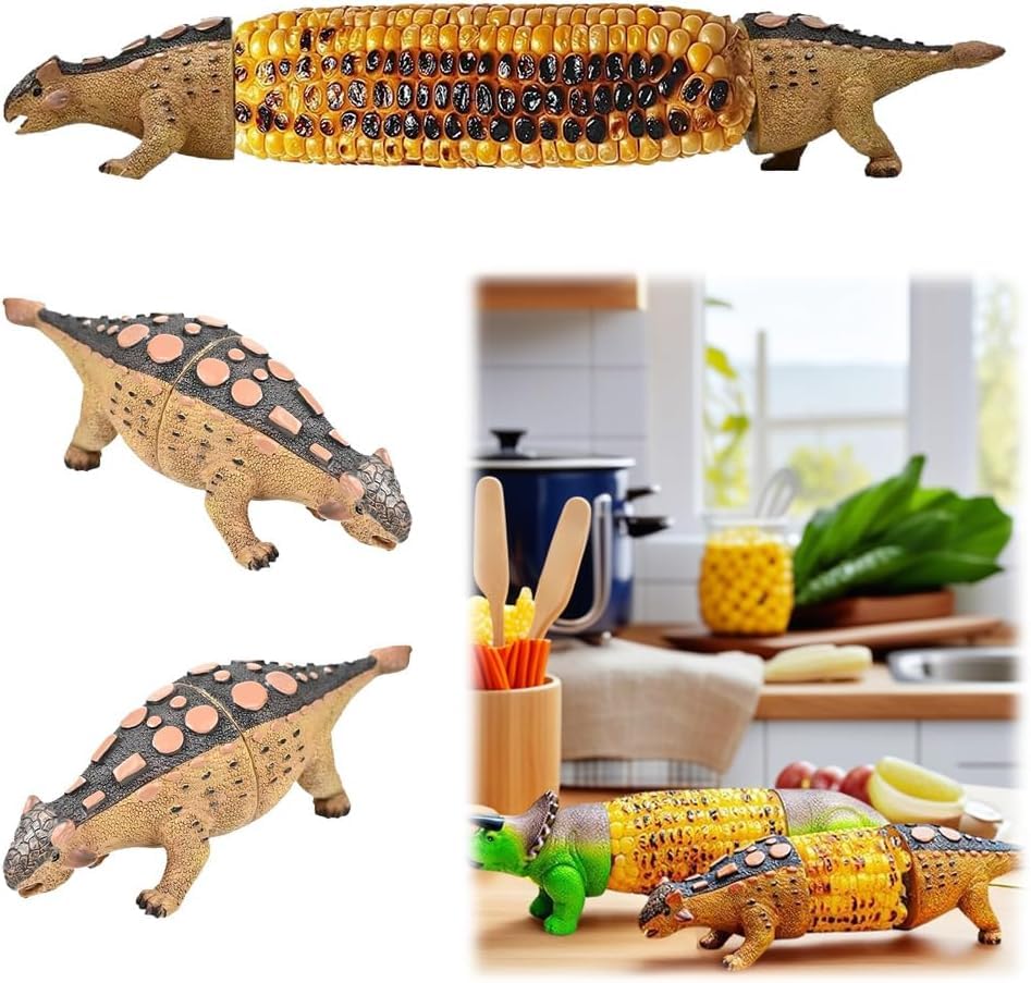 Titulares de maíz dulce | Soportes de callos de dinosaurios para niños y adultos, maíz de acero inoxidable de dinosaurio único en las brochetas de mazor
