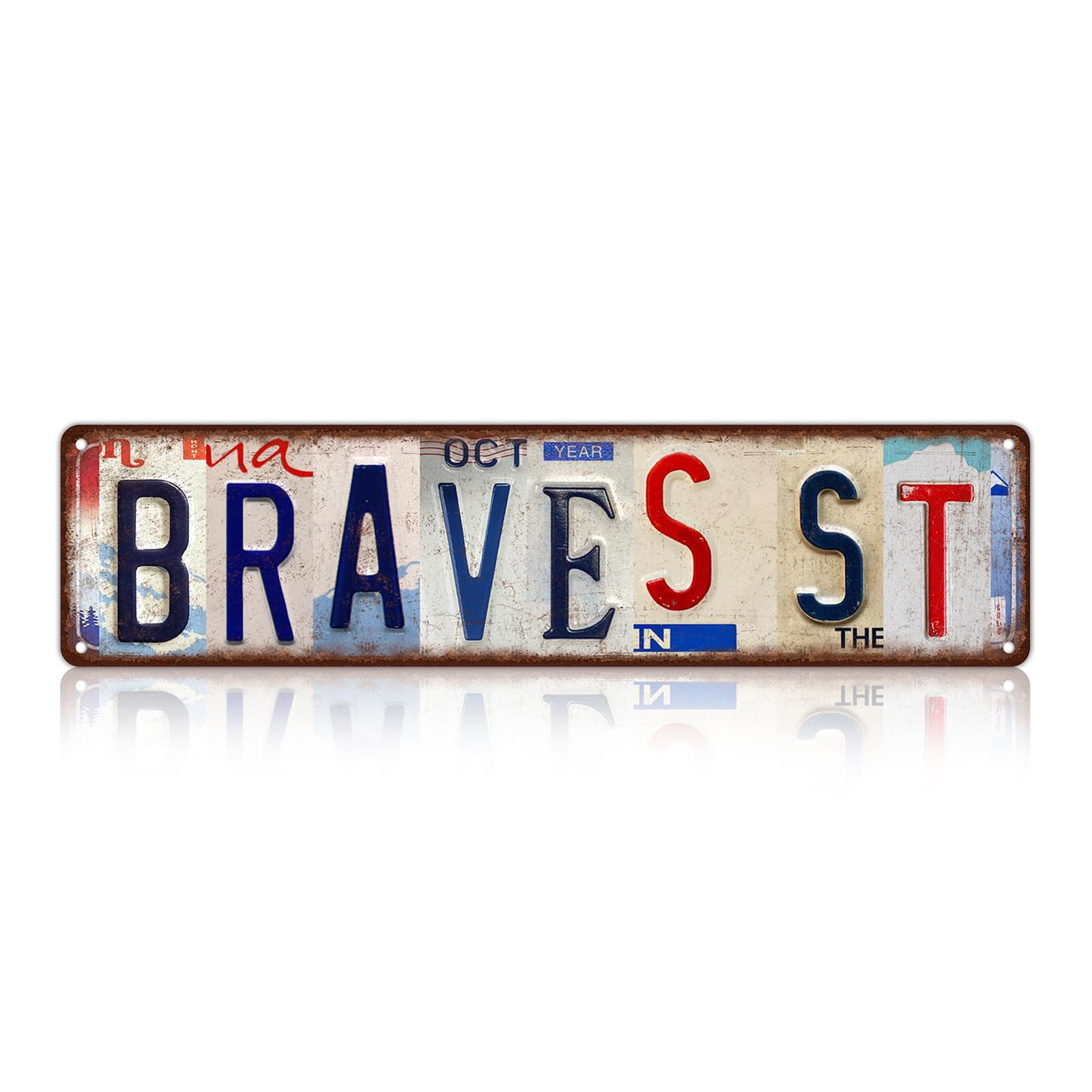 Vintage Braves St Wall Decor Street Signs Home Bar Coffee Metal Tin Signs 16 x 4 Inches