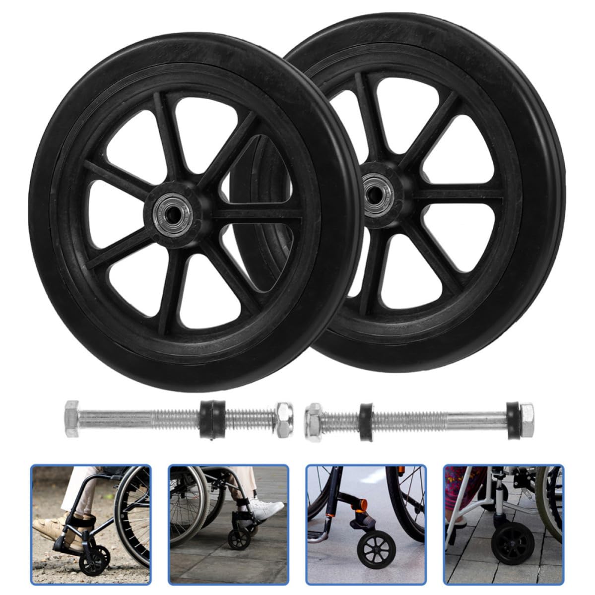 NUOBESTY 2 Pares Rueda Delantera para Silla de Ruedas de Repuesto y