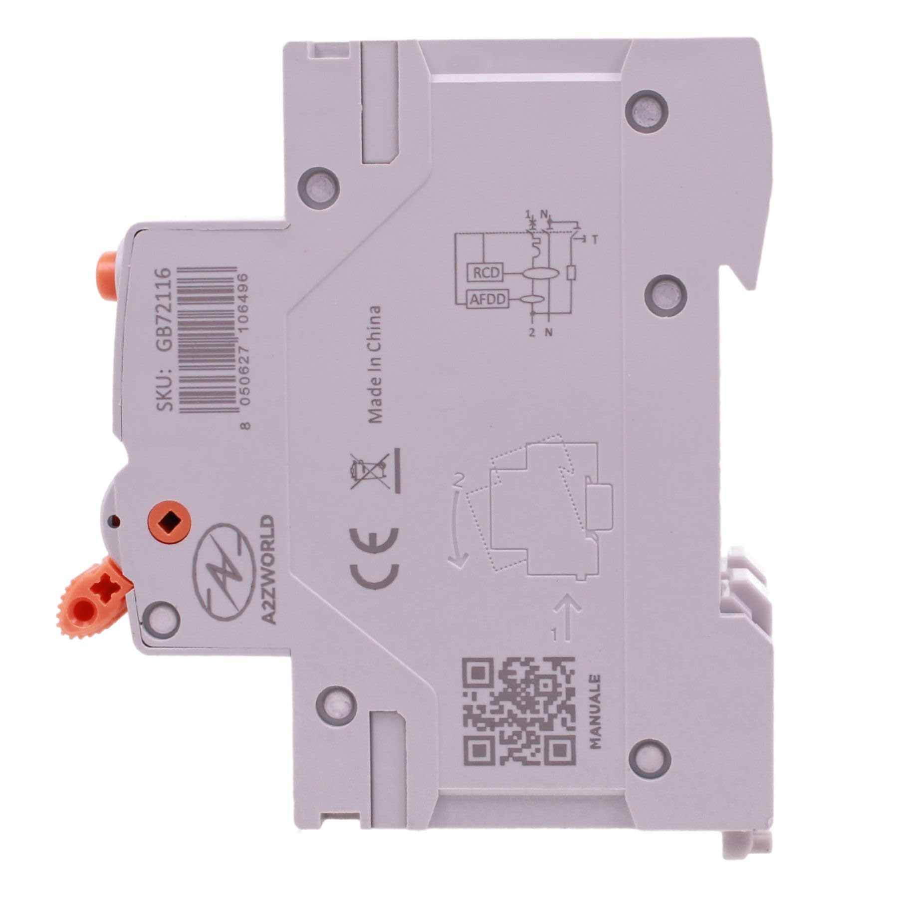 AFDD RCBO Brandschutzschalter, Typ A Kurve B 16A B16, Magnetothermic Differential mit Fehlermeldung Elektrischer Lichtbogen, 6kA 30mA 1P+N, Schutz gegen elektrische Brände