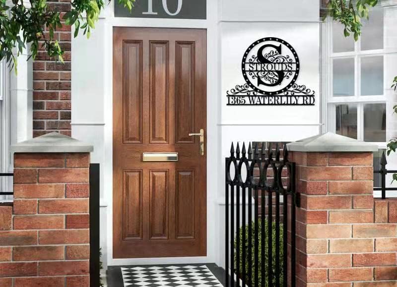 Miniatura 4 de Letreros de metal personalizados Número de casa Letrero de metal personalizado Placa de dirección al aire libre Letra inicial Dividida Letra