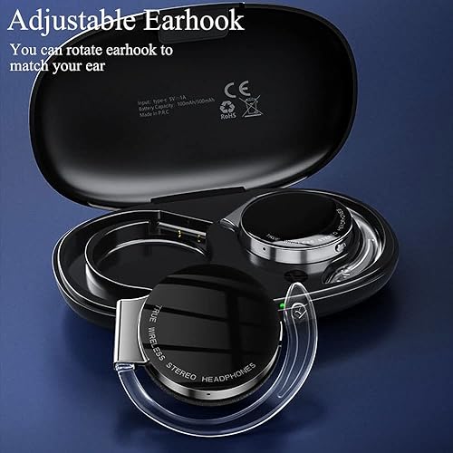Miniatura 7 de Fuixiut Auriculares de oreja abierta Auriculares inalámbricos Auriculares Bluetooth Auriculares inalámbricos Auriculares Bluetooth (F2-Negro)