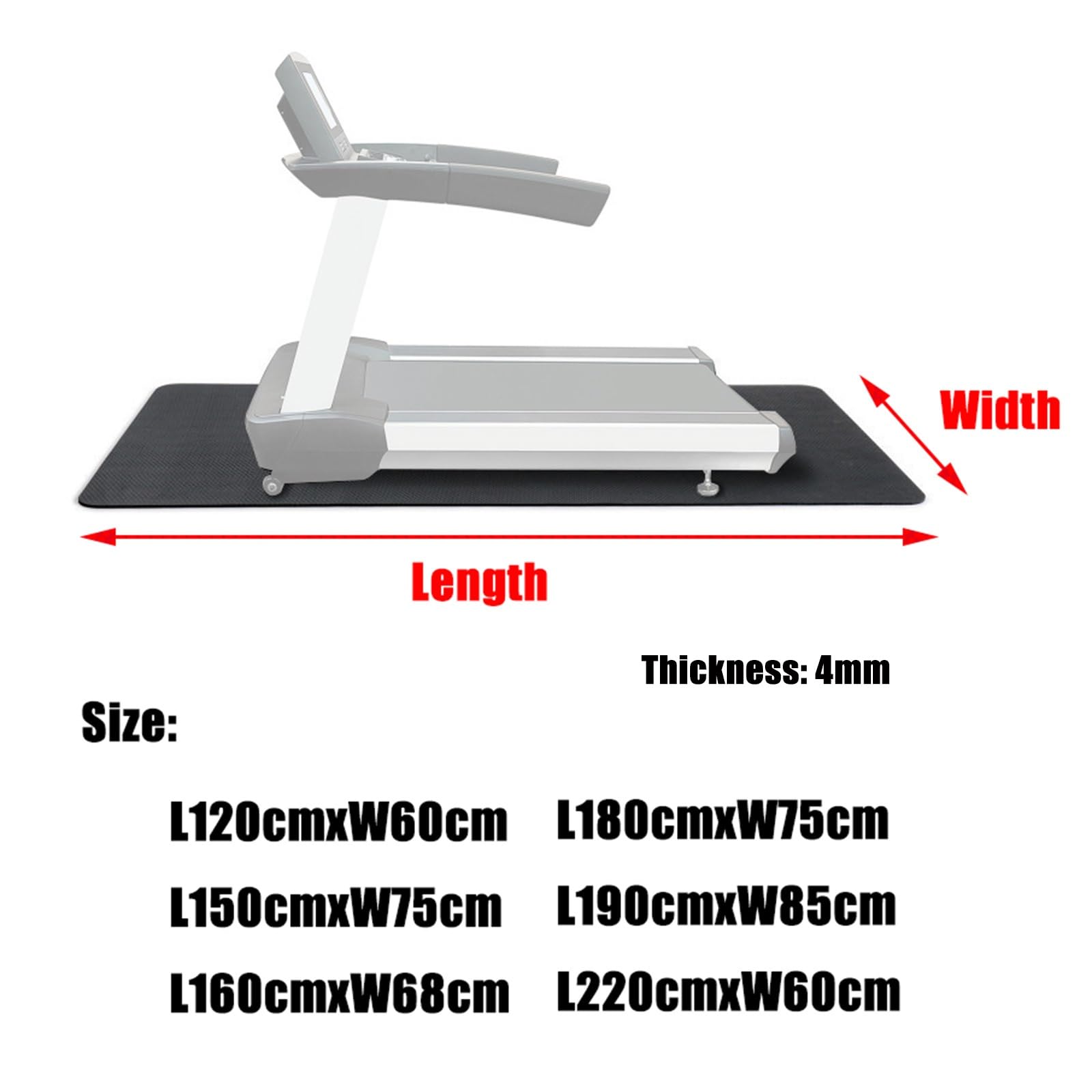 WORDFUN Tappetino Insonorizzante per Tapis Roulant, Tappetino AntiVibration per Attrezzature Fitness, Tappetino Protettivo per Il Pavimento, Tappetini Ad Alta Densità, Tappetino per Esercizi