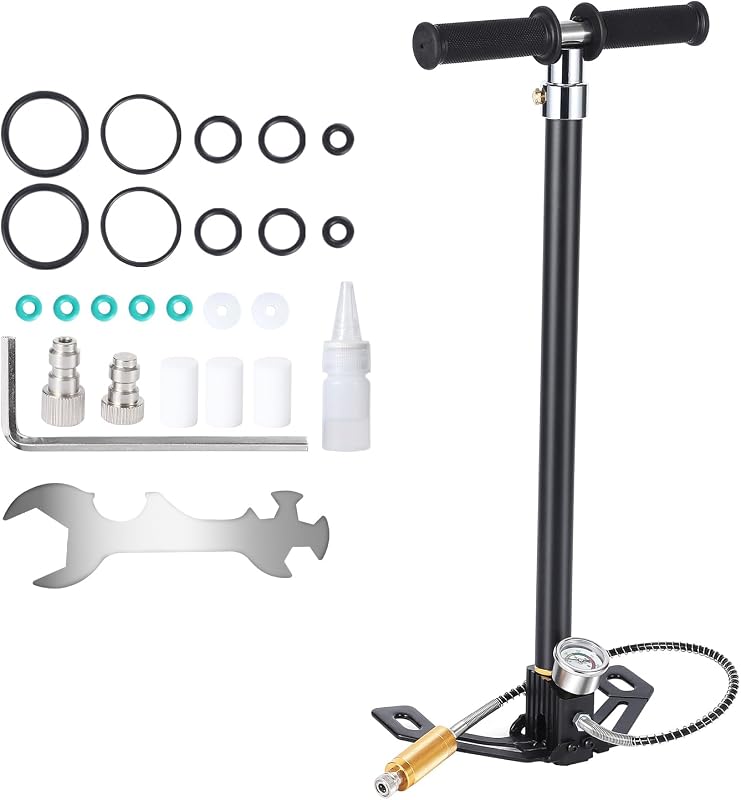 Garvee Bomba manual PCP de 4 etapas, bomba manual de alta presión 30 MPa/4500 PSI, bomba de aire PCP con filtro de aceite y agua para rifles de aire PCP, tanques HPA, pistolas de paintball e inflado de neumáticos