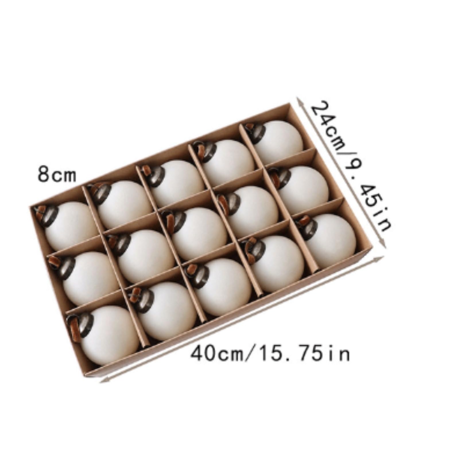Christbaumkugeln Hängedeko Set Mit Beflockten Weihnachtsbaumkugeln (15 Kugeln, 8 cm Durchmesser) Weihnachten Dekoration(White)