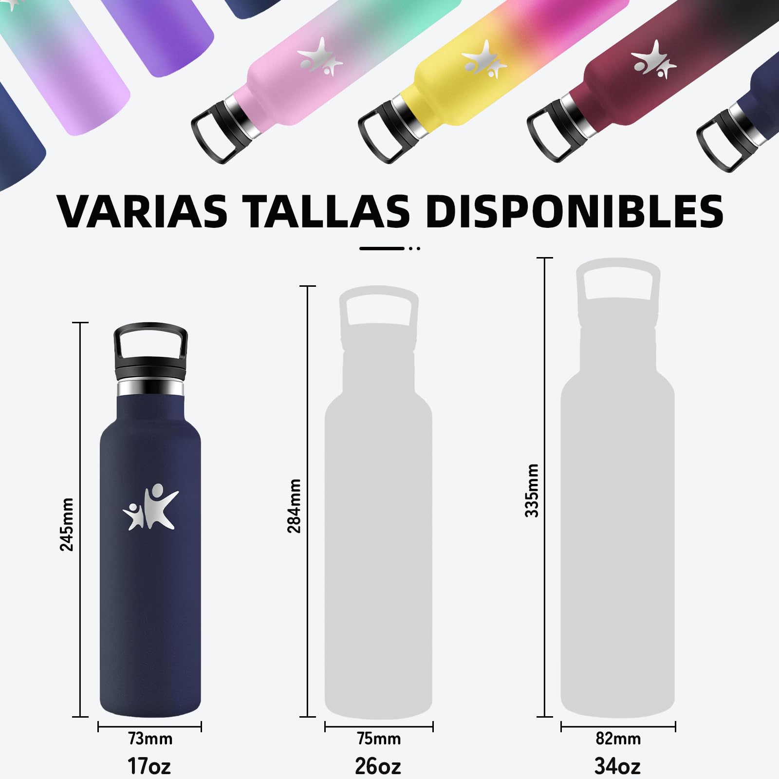 Borraccia Termica- Borraccia 500 ml- Borracia con Cannuccia- Senza Perdite- Borracce Bambini- Mantiene Caldo per 12 Ore/Freddo 24 Ore, Termos Con 2 Tappi per Scuole, Campeggio, Uffici