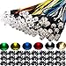 RUNCCI-YUN 60Pcs 5mm Leds mit 20cm Kabel, DC 12V Vorverdrahtetes Licht, Vorverdrahtete LED-Dioden Licht (Rot, Gelb, GRÜN, Weiß, Warmweiß, Blau) + 60Pcs 5mm LED Montageringe Plastik