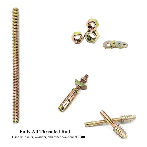 Miniatura 75 de 8 piezas de zinc plateado completamente roscado varilla de acero al carbono tornillo de rosca larga 5/16x3 para muebles jardín barandilla montaje