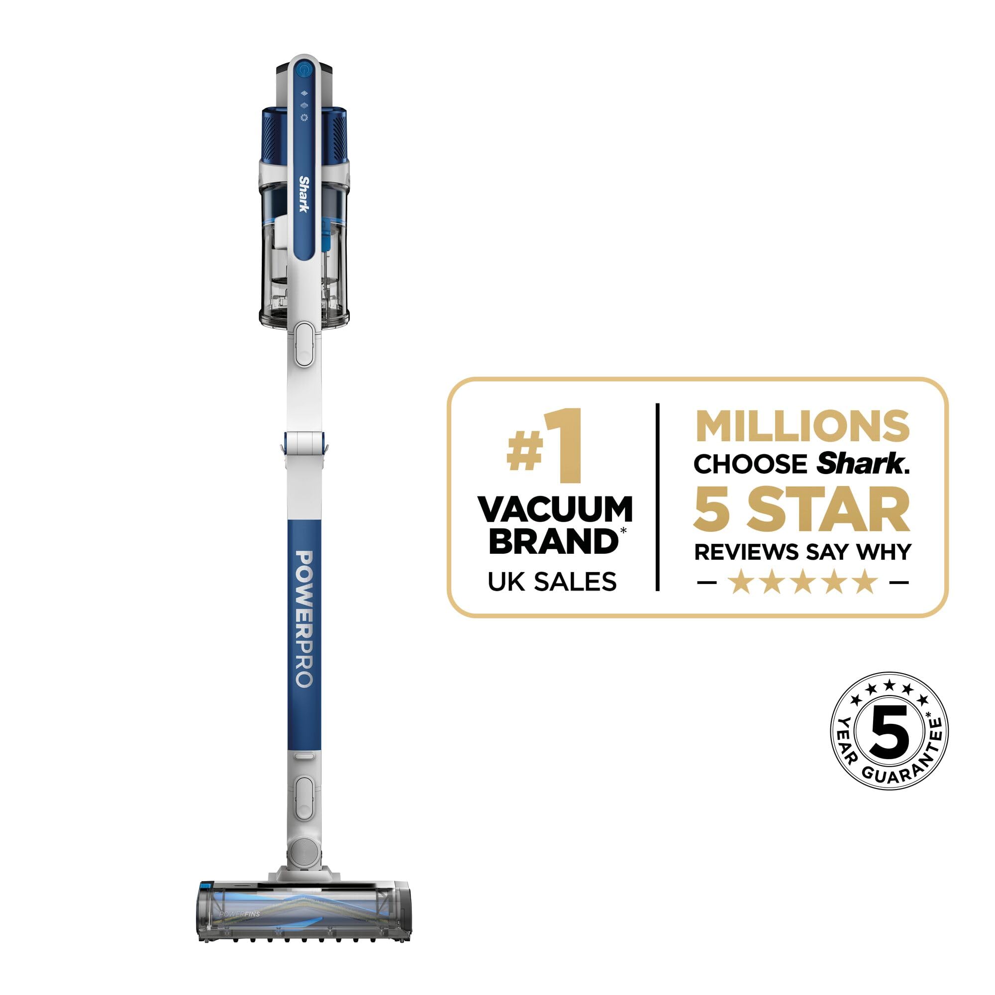 Shark PowerPro Cordless Stick Vacuum Cleaner, Lightweight, Floor Detect Technology, Anti-Hair Wrap Technology, Anti-Allergen Complete Seal, Flexible, Handheld mode, Navy Metallic, IZ380UK - 2