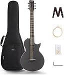 Enya Nova Go Carbon Fiber Travel Acoustic Guitar | 1/2 Size Lightweight Moisture-Proof Guitara | Adult & Beginner Portable Guitar with Gig Bag & Accessories (Black)