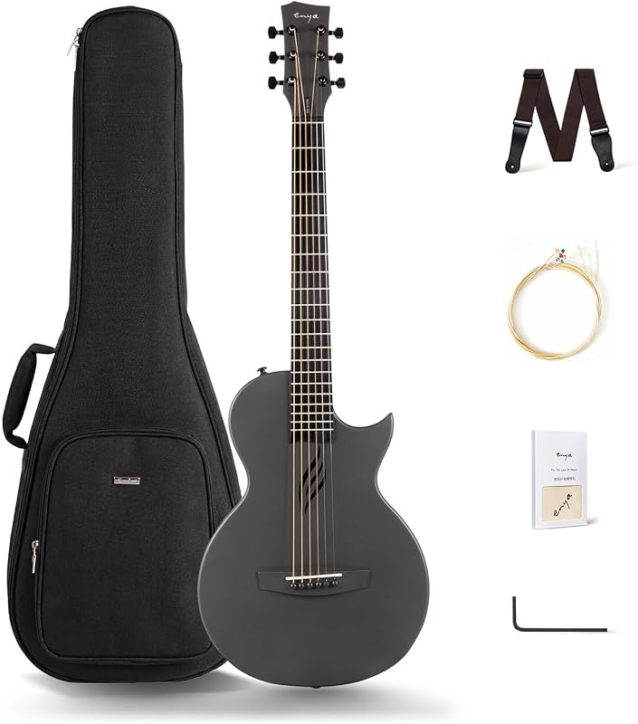 NOVA GO Carbon Fiber 35-Inch Acoustic Travel Guitar, Black | Lightweight 3.7 lbs Design, Moisture-Resistant Body, Easy to Carry for Adults and Beginners, Gig Bag and Accessories Included