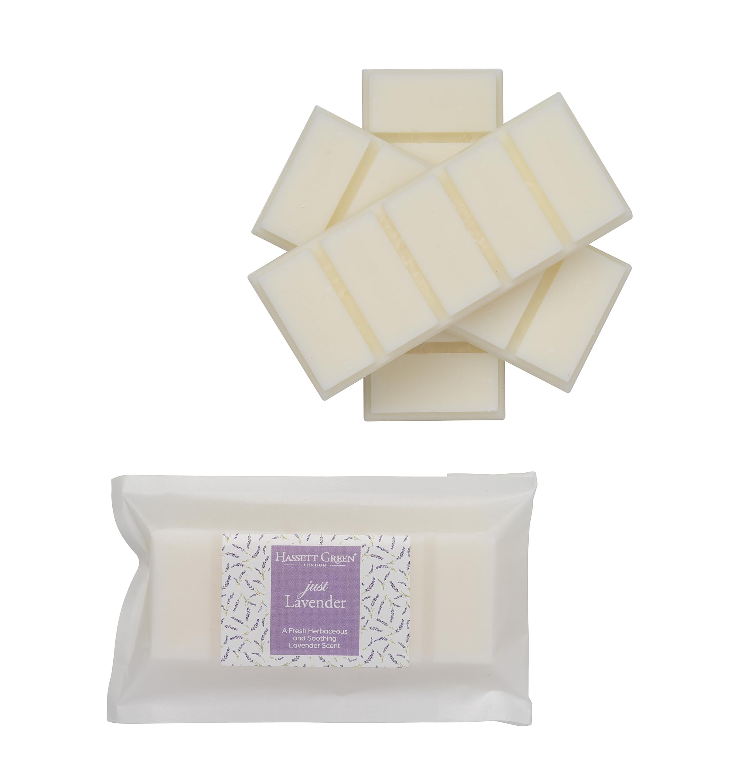 Hassett Green London - Just Lavender Wax Melts, 3 x 55g Snap Bars - Soy-Free & Paraffin-Free, Handmade in the UK
