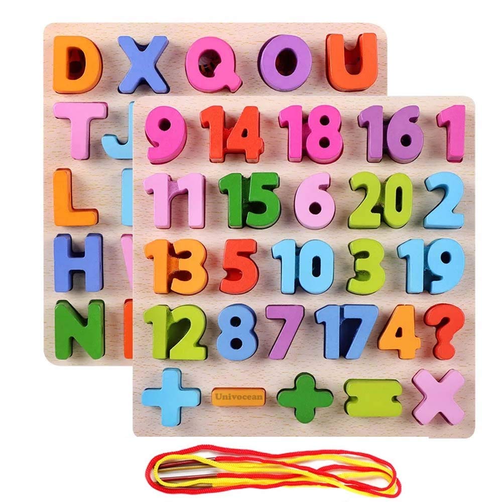 Univocean Wooden Alphabet Counting Numbers Combo Boards - Math English Learning Tools for Kids (B08Y1KQXT3) Amazon Price History, Amazon Price Tracker