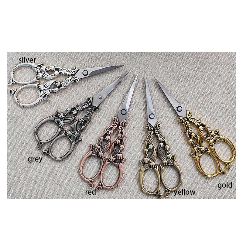 15cm Floral Retro Style Sewing Scissors Embroidery Retro Dressmaker Tailor Shears Antique Scissors for Fabric Tool Needlework Student Stationery Office Scissors (red)