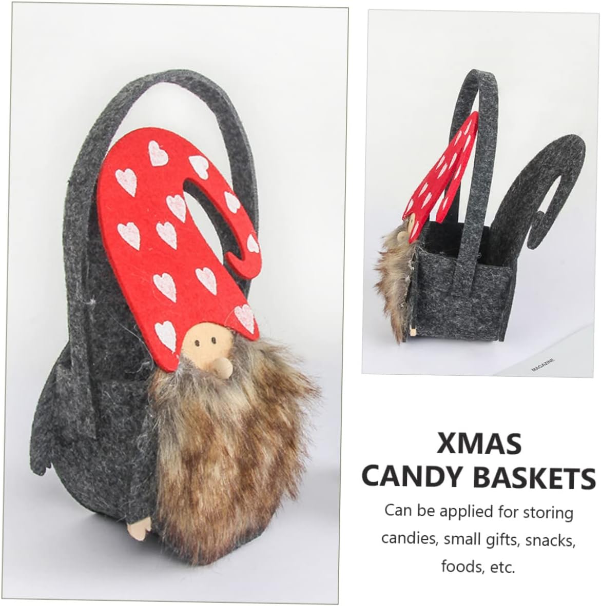 Christmas Candy Basket 2pcs Felt Cloth for Gifts and Decoration