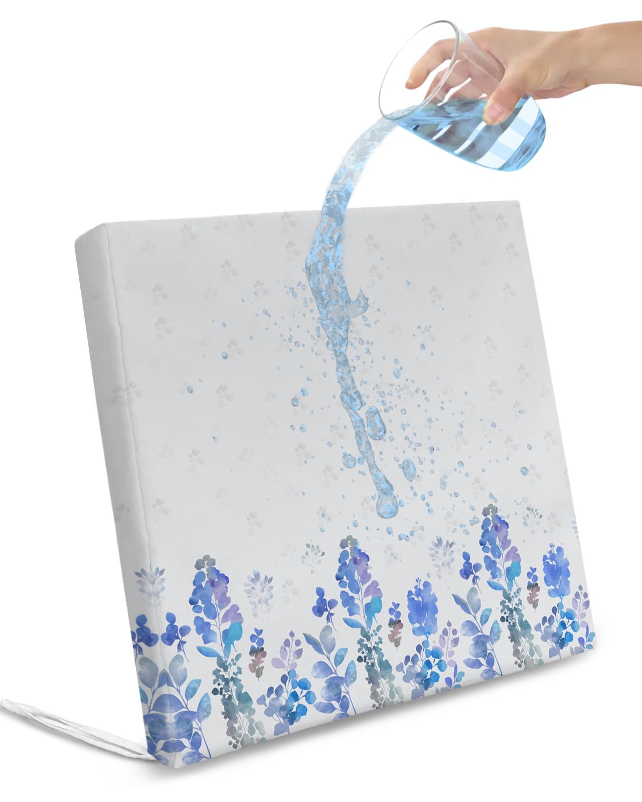 Floral Botanical Indoor/Outdoor Seat Cushions Cover,Waterproof Patio Chaise Lounge Cushion Cover for Beach Pool Side Chair Cushions 22x22x4 Pieces Vintage Watercolor Flower Leaves Garden Herbs