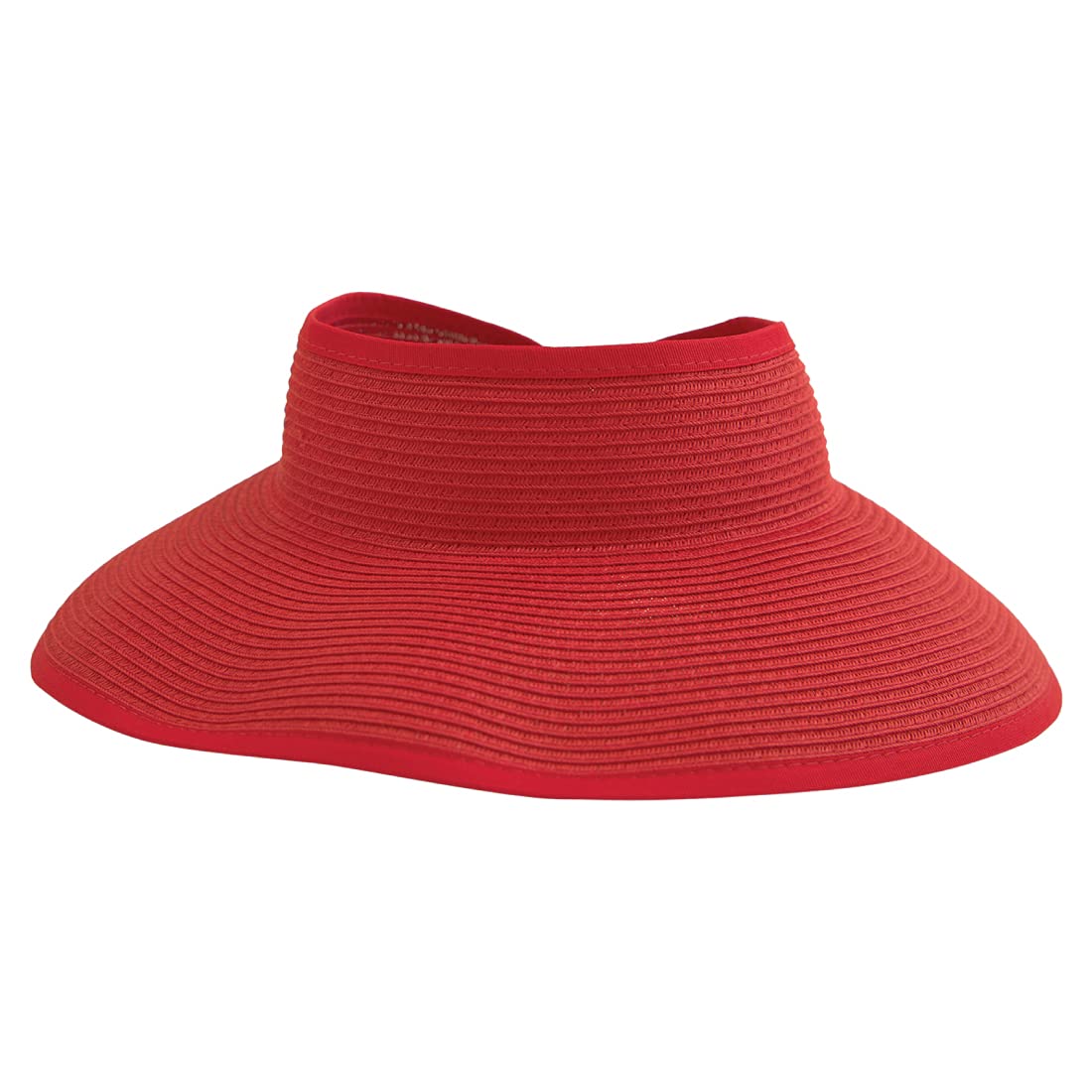 San Diego Hat Co. Women's Red One Size Ultrabraid Visor With Ribbon Binding, And Sweatband, One Size