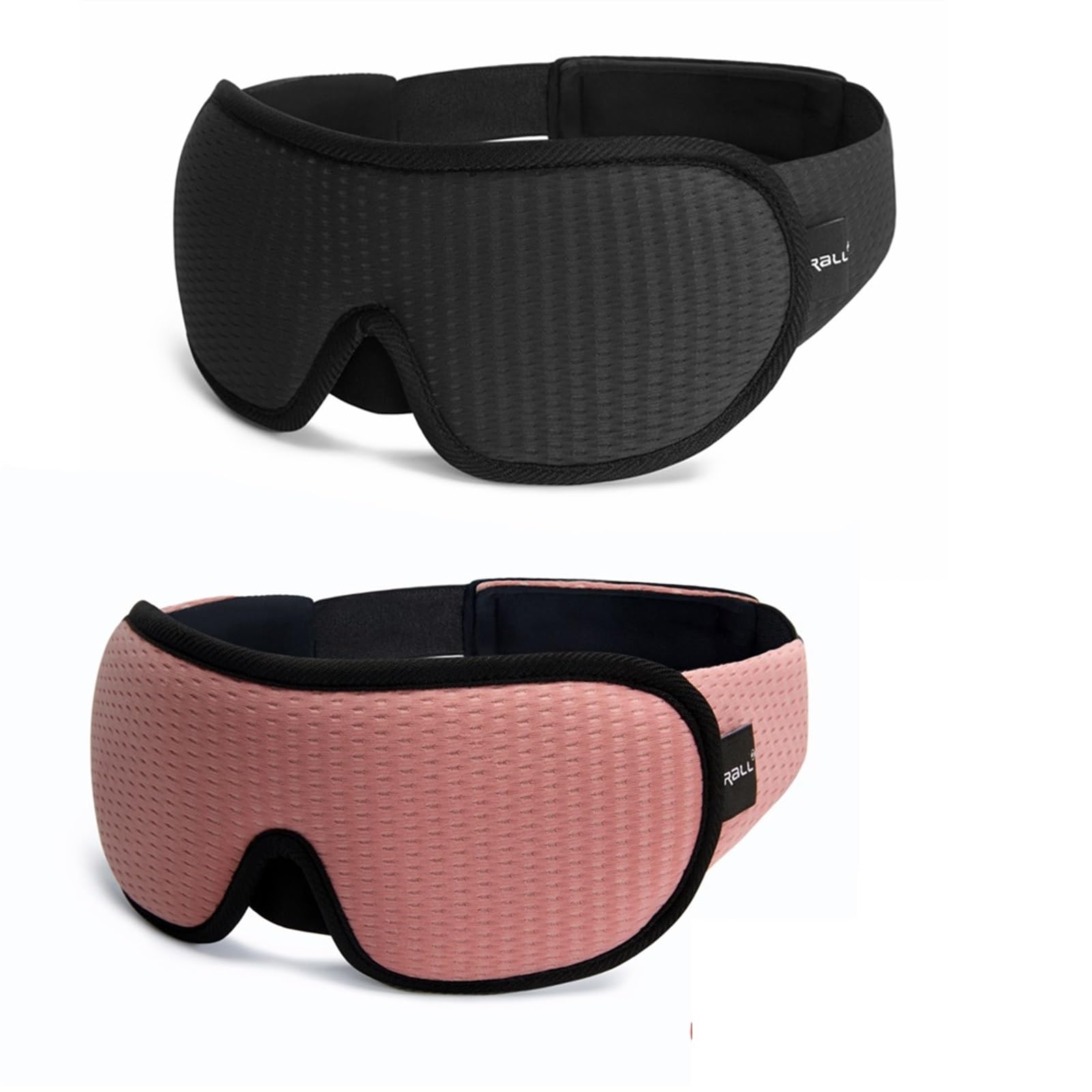 Schlafmaske Seide 3D-Schlafmaske, die leichten Schlaf blockiert, Augenmaske, Memory-Schaum, Augenschutz, weich gepolstert, Reise-Schlafhilfe(2PC-Black and Pink)