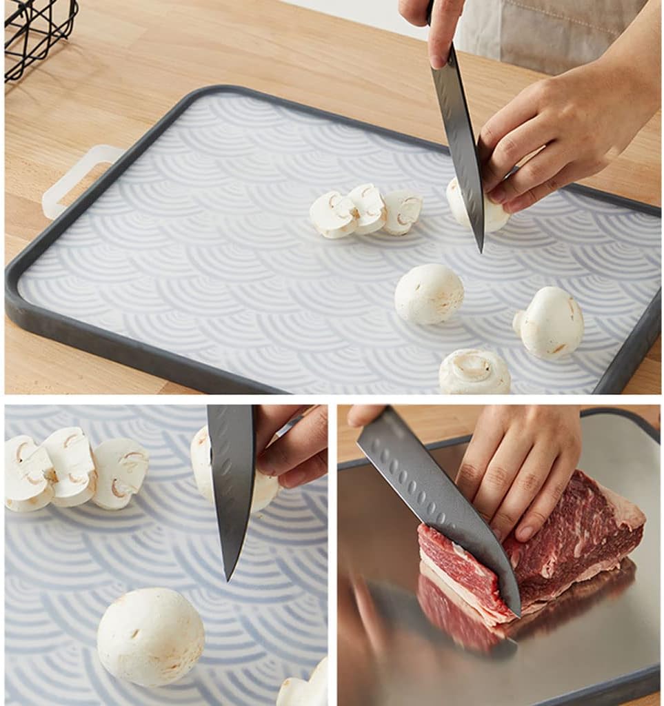 Chopping Board Double-Sided 304 Stainless Steel Cutting Board Professional Chopping Board with Handles for Kitchen