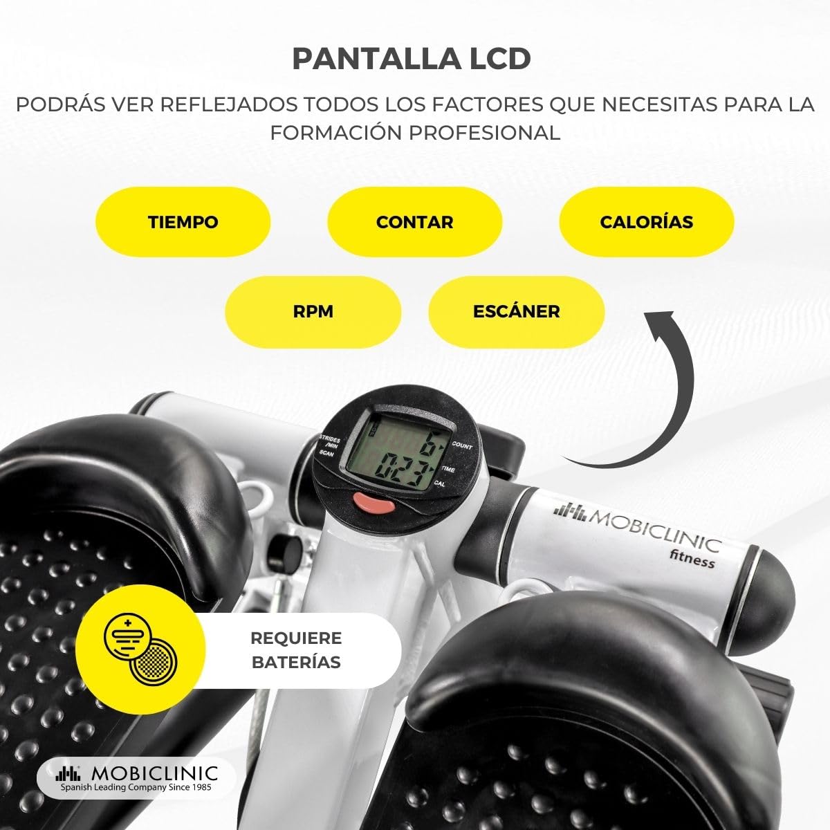 Mobiclinic® Fitness, Stepper, 2 en 1, Cuerdas de Resistencia, Multifunción, Brazos y piernas, Pantalla LCD, Carga 100 kg, Compacto, Gym casa, Altura Ajustable
