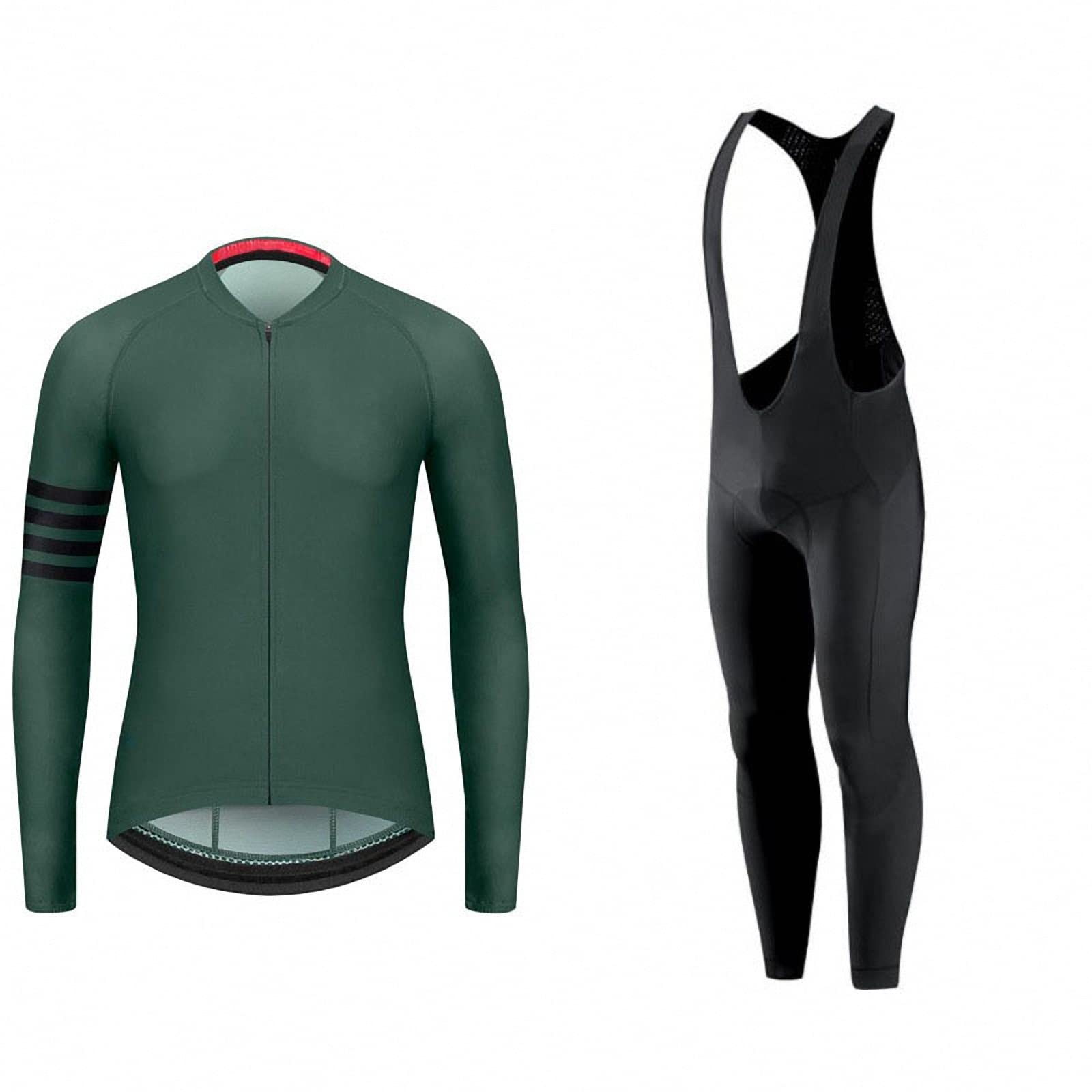 Tuta da Ciclismo a Maniche Lunghe da Uomo e da Donna, Pettorina Salopette Ciclismo Imbottita 3D, Maglia Ciclismo/Completo MTB Traspirante Primaverile e Autunnale