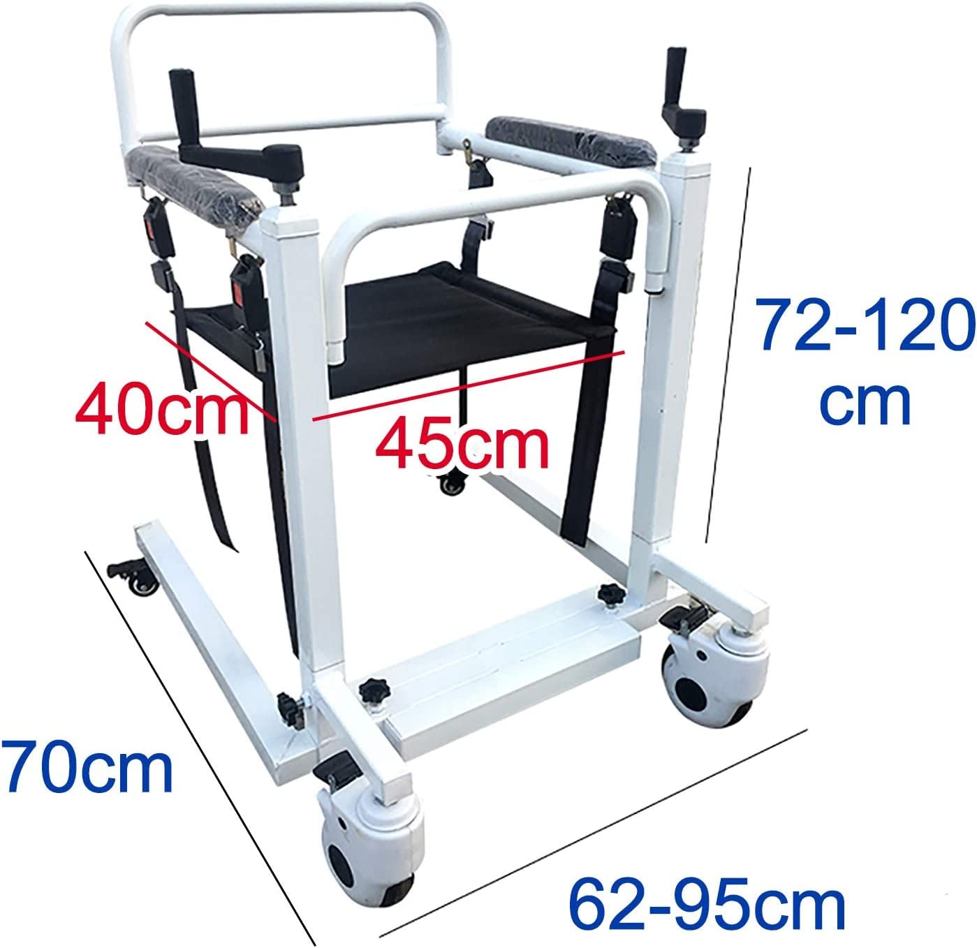 Domowy medyczny podnośnik pacjenta, 100 kg/220 LB, ręczny podnośnik dla pacjentów ze stalowym wózkiem inwalidzkim, dla osób starszych i niepełnosprawnych, z wyściełanym siedziskiem, do użytku