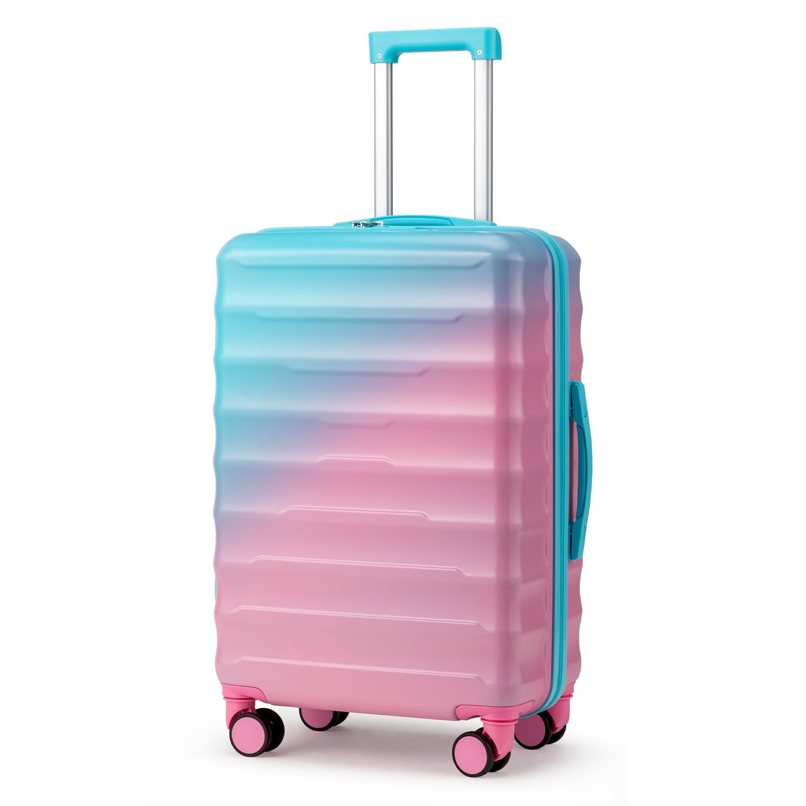 Karl home 24 Inch Check in Luggage, PC+ABS Hardside Multicolor Checked Suitcase with Spinner Wheels & TSA Lock, Lightweight Medium Luggage for Travel
