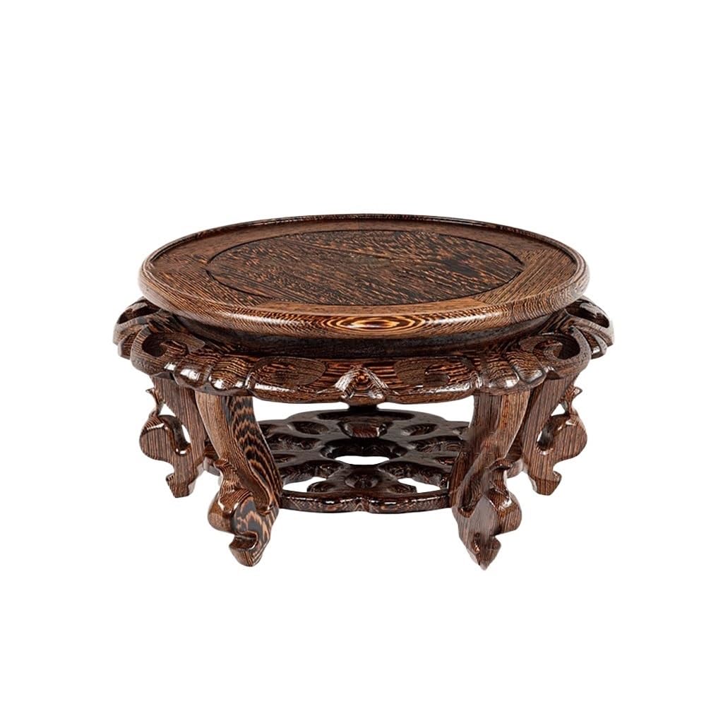 MPOPO Bonsai Pedestal Mahogany Flower Table Stand Base Pot Vase Buddha Statue Crafts Ornament Solid Wood Tray Vase Display Stands Pedestal Base