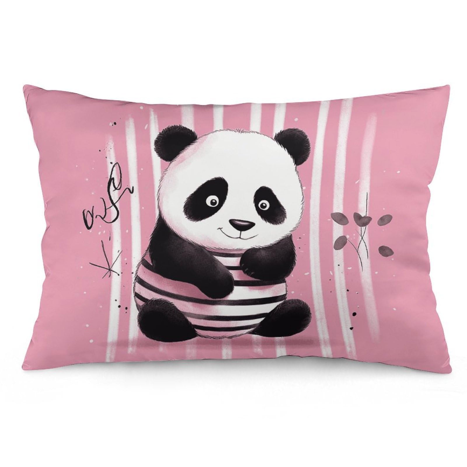 2 Pack Pillow Cases for Hair and Skin, Soft Breathable Pillow Case Covers with Hidden Zipper, Striped Panda Pillowcase 20"x30" Pillow Covers for Sleeping Gift
