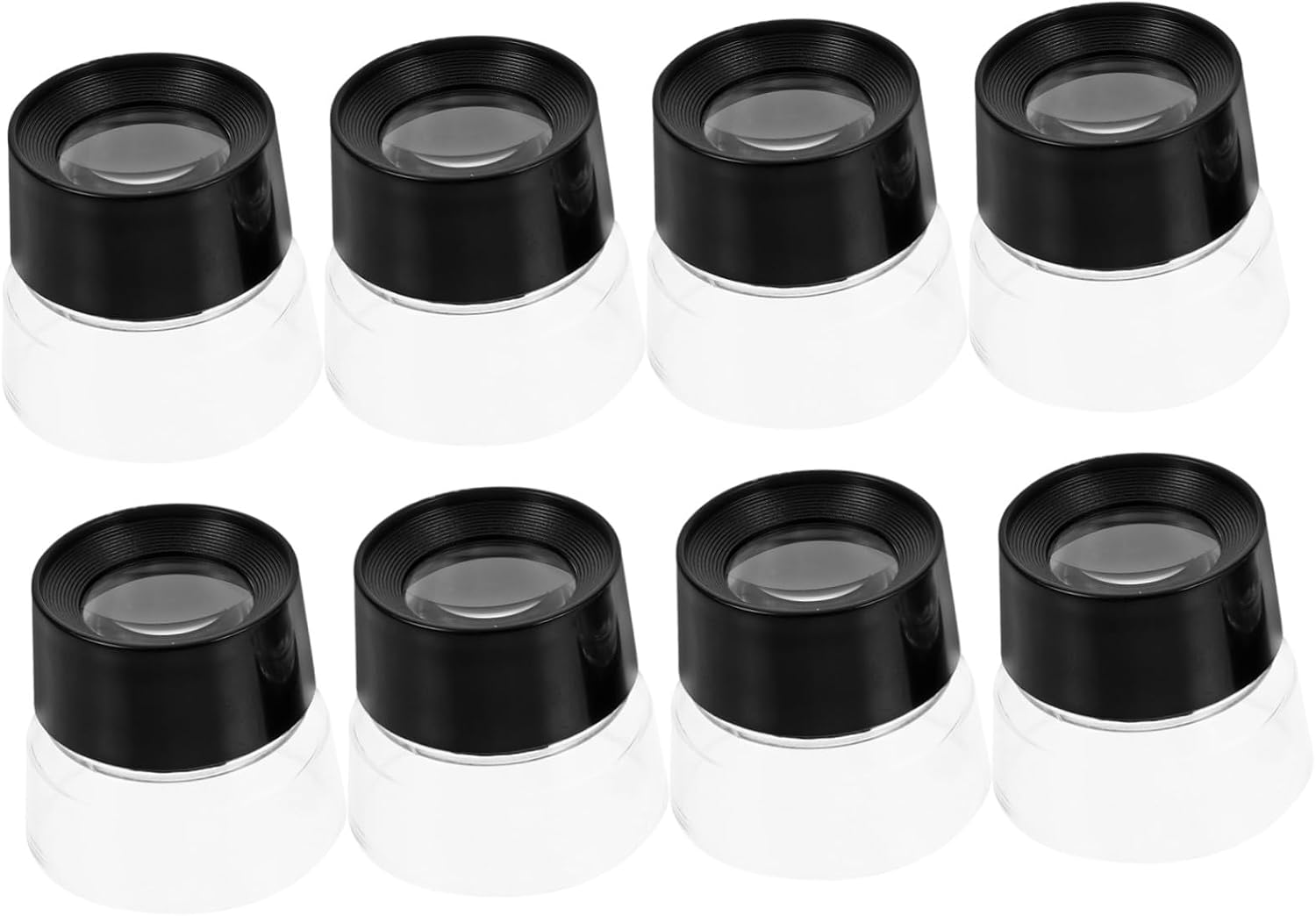 8pcs Jewelry Loupe Set 10x Magnification Cylindrical Portable Optics Lens for Jewellers Glass Inspection Coin Magnifier for Watch and Jewelry Repair