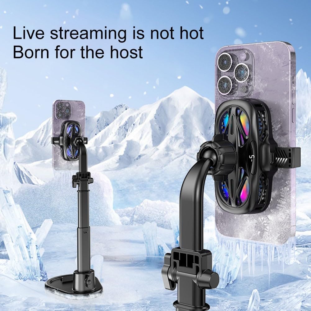 Ventilador de refrigeración para teléfono móvil con soporte, disipador de calor de bajo ruido para jugadores, radiador ABS portátil para juegos prolongados para sesiones, blanco y negro