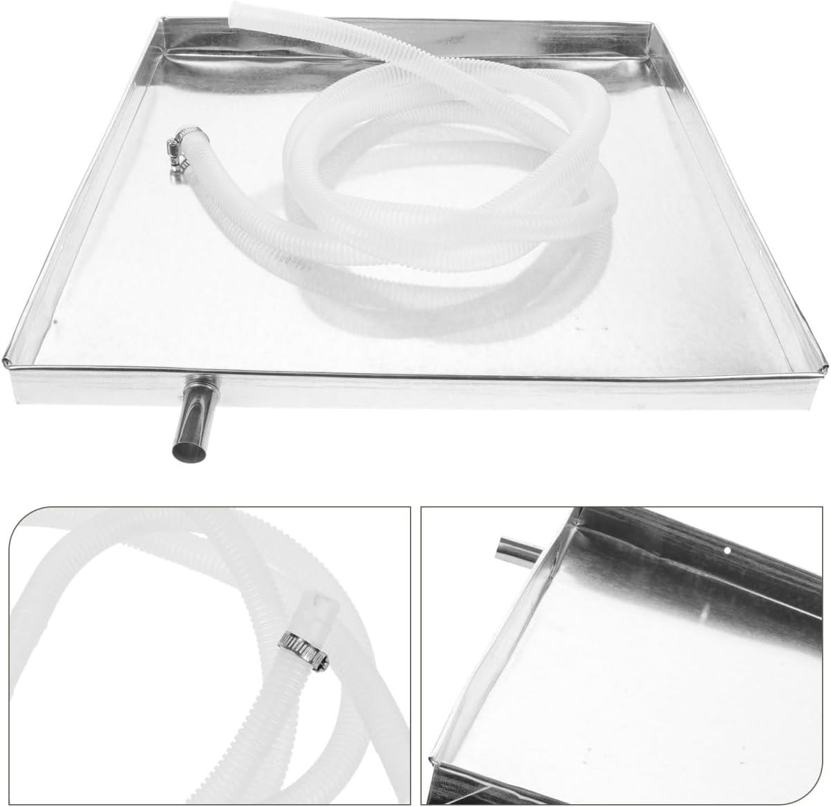 DOITOOL Air Conditioner Drip Pan 15.75X15.75 Inch Leakproof Water Collection Tray with Drain Hose for Outdoor Ac Unit Preventing Condensate Leakage Protecting Floors