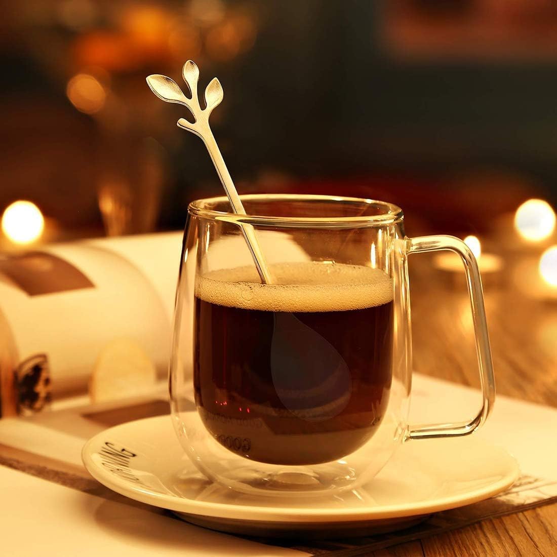 Cuchara de té, cuchara de postre, cucharas de café, cucharas de espresso demitasse, cuchara de postre, cucharaditas, cucharas de té, cucharas pequeñas, 4,7 pulgadas, acero inoxidable (dorado, 20)