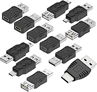 ZJKJHJY 12-Piece USB 2.0 Adapter Set: Type C, Micro, Mini, USB Male to Female Converters for Universal Compatibility
