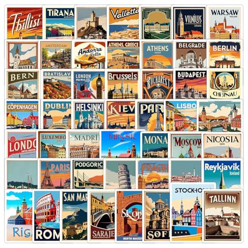 Europe Travel Stickers 50Pcs European Cities Theme