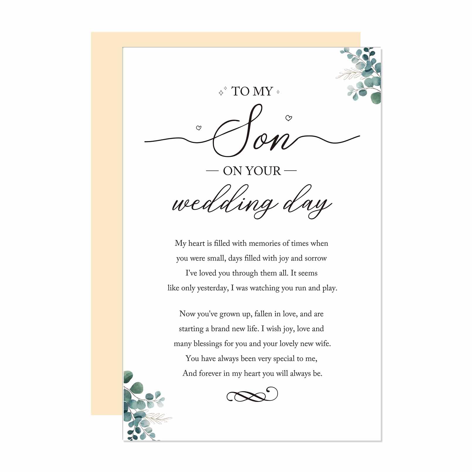 Ure Tenk To My Son on Your Wedding Day Poem, Groom Gift From Parents, Son Wedding Day Sentimental Gift