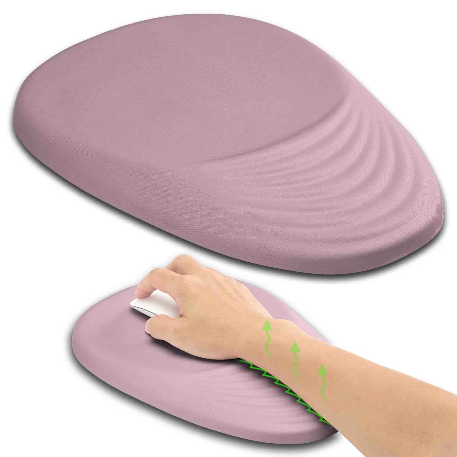 Hokafenle Ergonomic Mouse Pad Wrist Support with Stepped-Wedge Design, Wrist Rest Pain Relief Mousepad Filled with Memory Foam, Carpal Tunnel Mousepad for Wireless Mouse(12x8 inch, Pink)