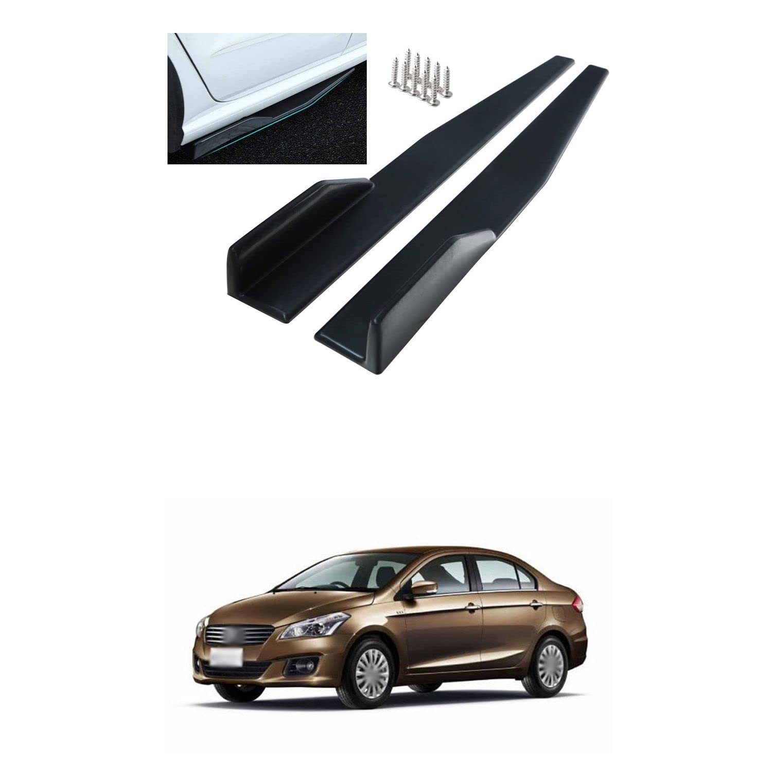 Side Skirts, Car Body Styling Side Skirt, Left/Right Rocker Splitters Diffuser Winglet Wings Bumper Kit, 2PCs Black Compatible with C-iaz