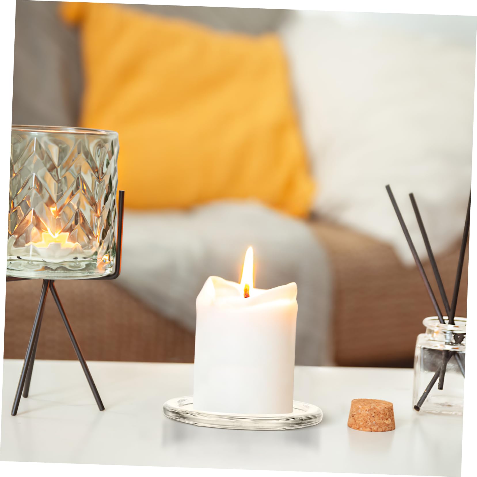 Toyvian Porta Candele in Vetro 10 Pezzi, Vassoio di Vetro Raffinato per Candele Tealight, Centrotavola Moderno per Matrimonio, Feste e Decorazione D'interni