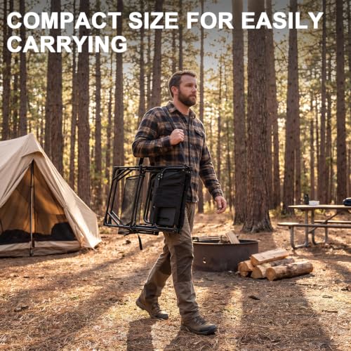 Image of Romswi 2Pcs Extra Tall Portable 30 inch Seat Height Folding Camping Chair Directors Chair High Foldable Bar Stool with Side Table for Makeup Artist, Sports Event, Craft Show, Supports 400LBS,Black