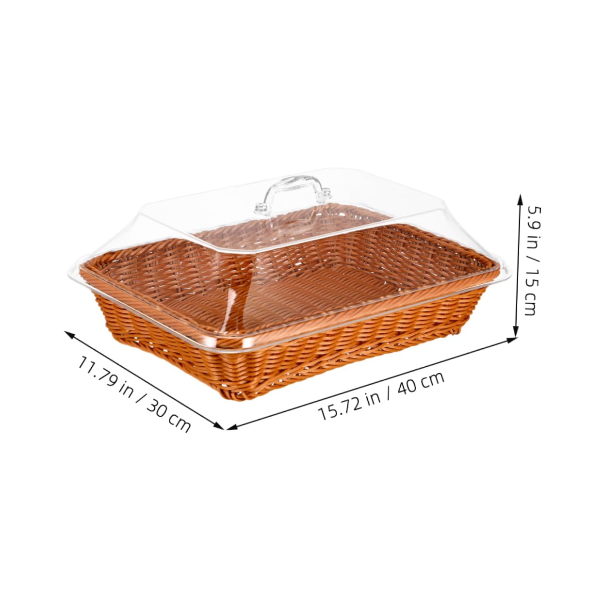 Cabilock Cesta de Almacenaje de Ratán Tejida Mano con Tapa Versátil para Pan Frutas y Alimentos Ligera y Portátil para Cocina Mesa y Picnic al Aire