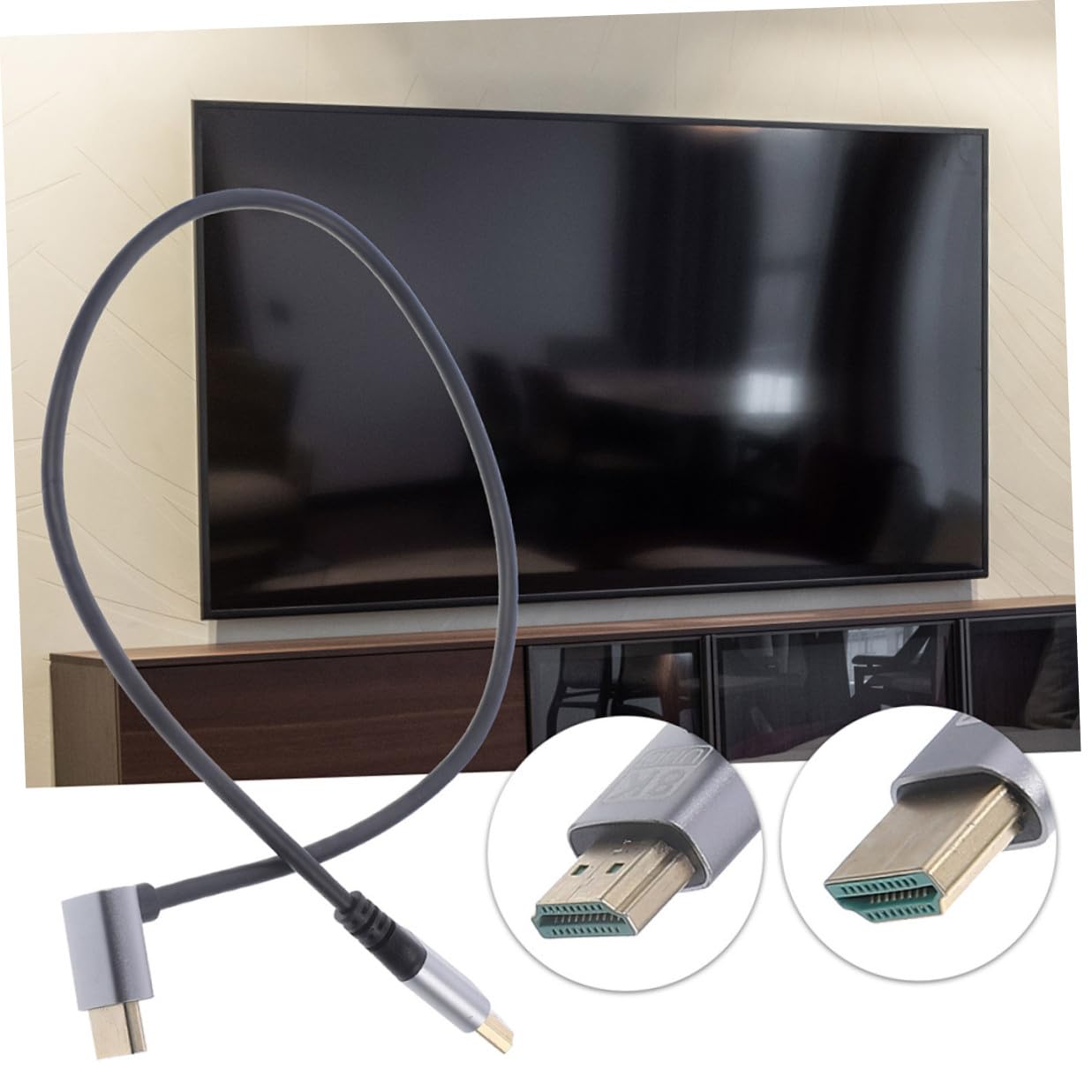 Toddmomy 8k High-Definition Video Cable Male to Male Wire 1 Meter Upward Angle Monitor Connector PC and Tv Accessory for Computer and Laptop