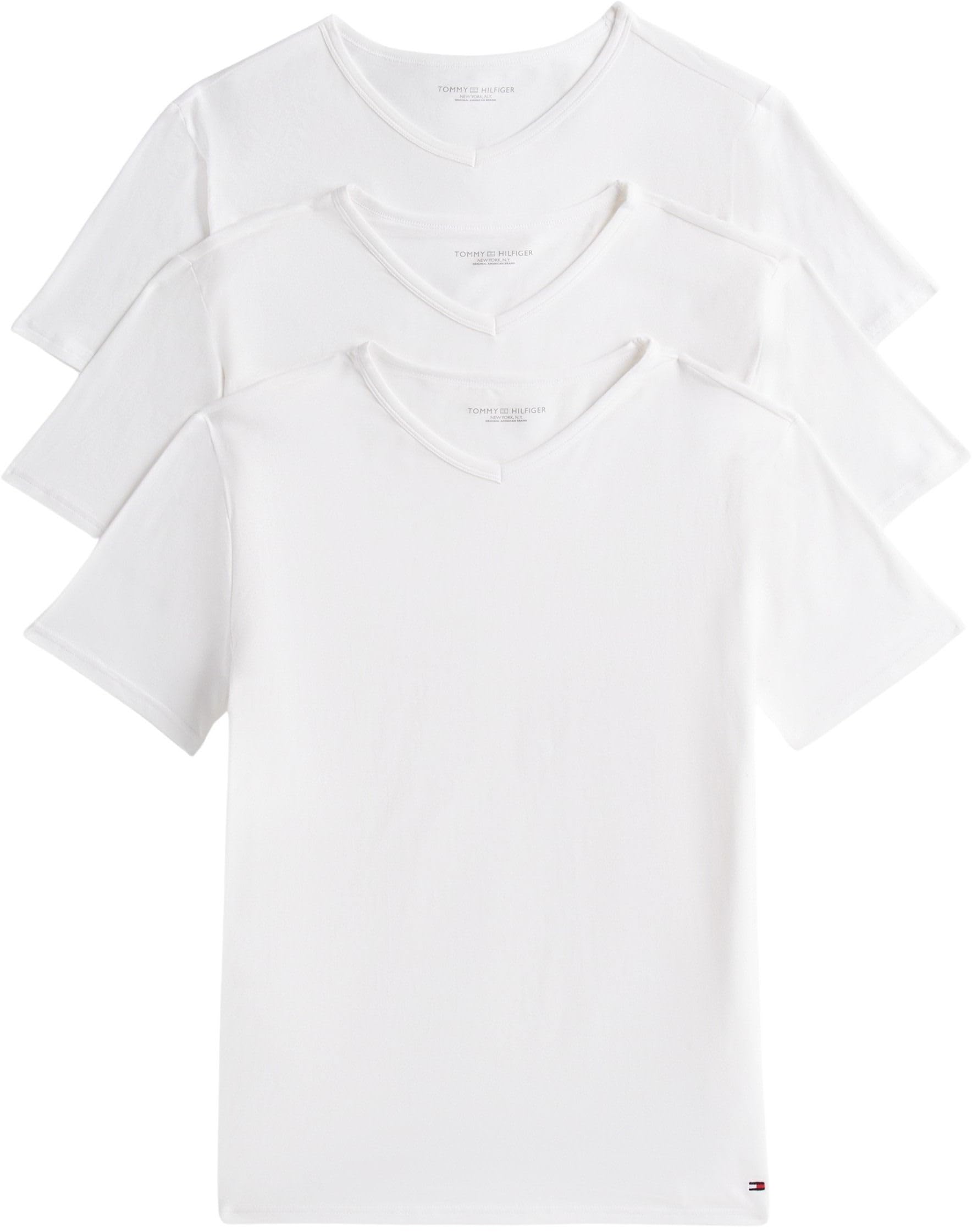 Tommy Hilfiger Uomo T-Shirt Maniche Corte Confezione da 3 Stretch Scollo a V